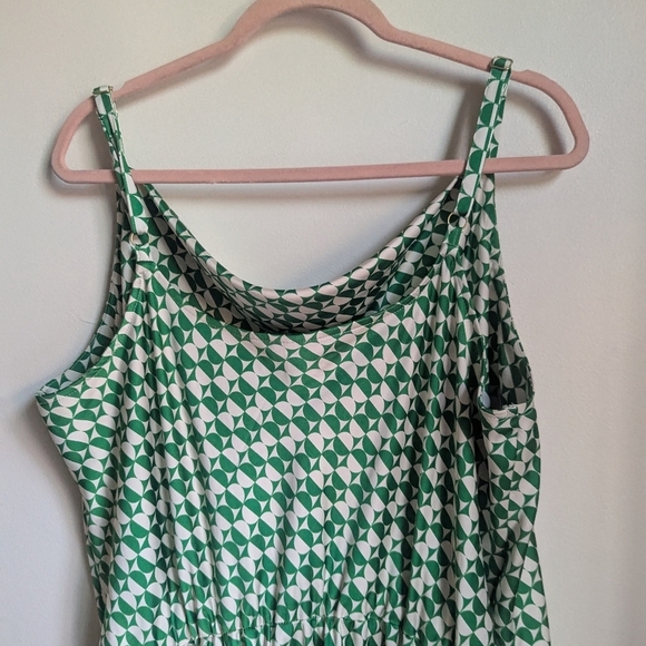 AVA & VIV Green White Geometric Design Feminine Casual Midi Dress Size 1X - Picture 5 of 12